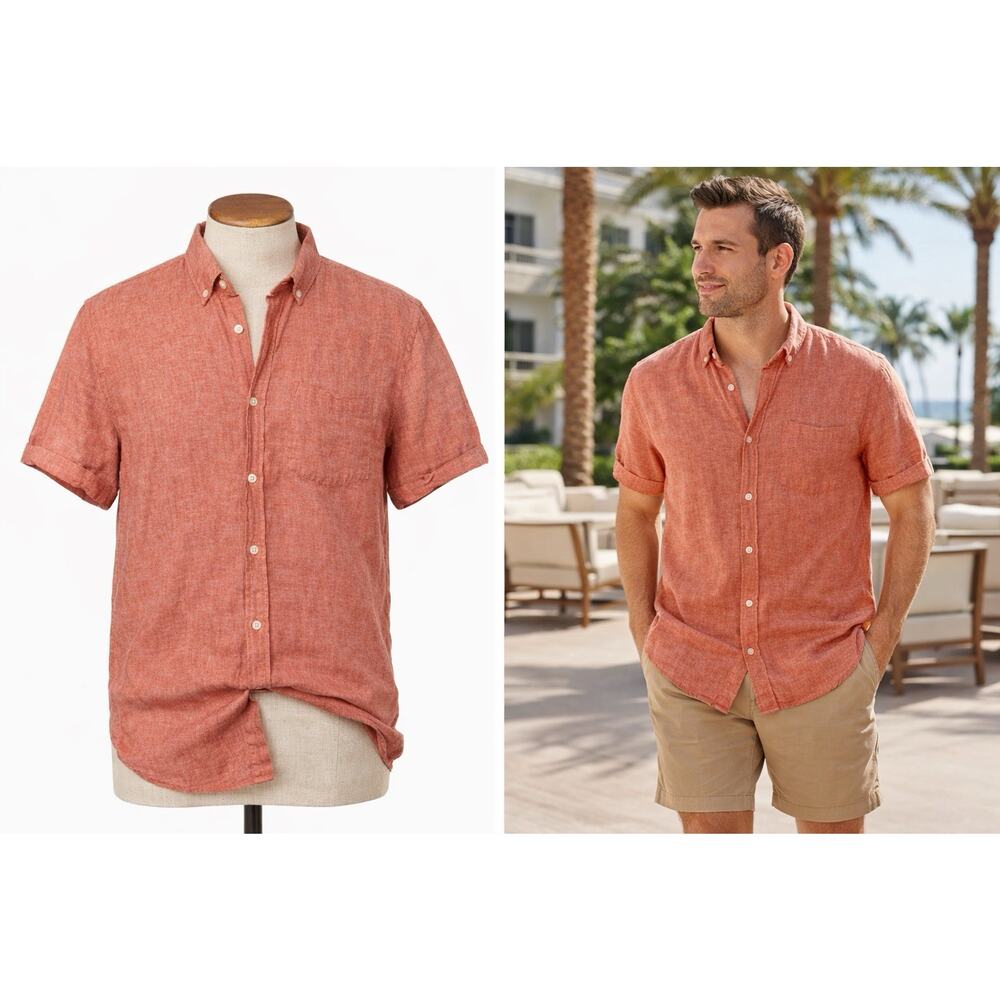 Banana Republic 100% Linen Camden Fit Long Sleeve Button Shirt‎ Mens Size XL